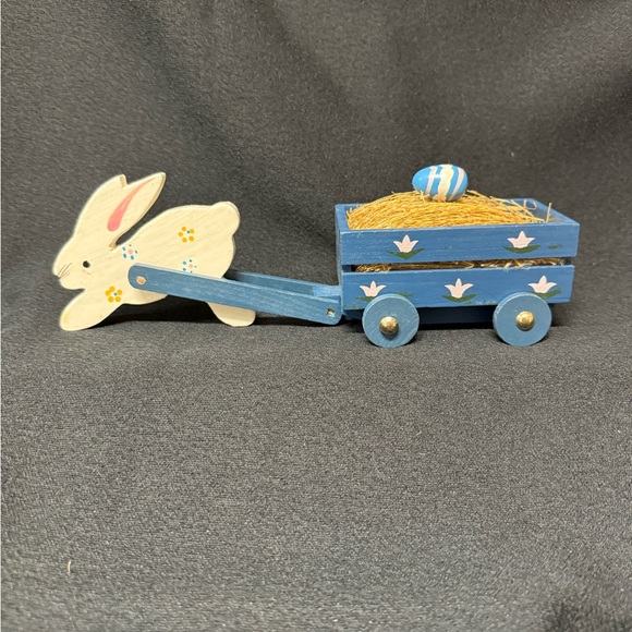 Other - Easter bunny with cart vintage wooden hand painted